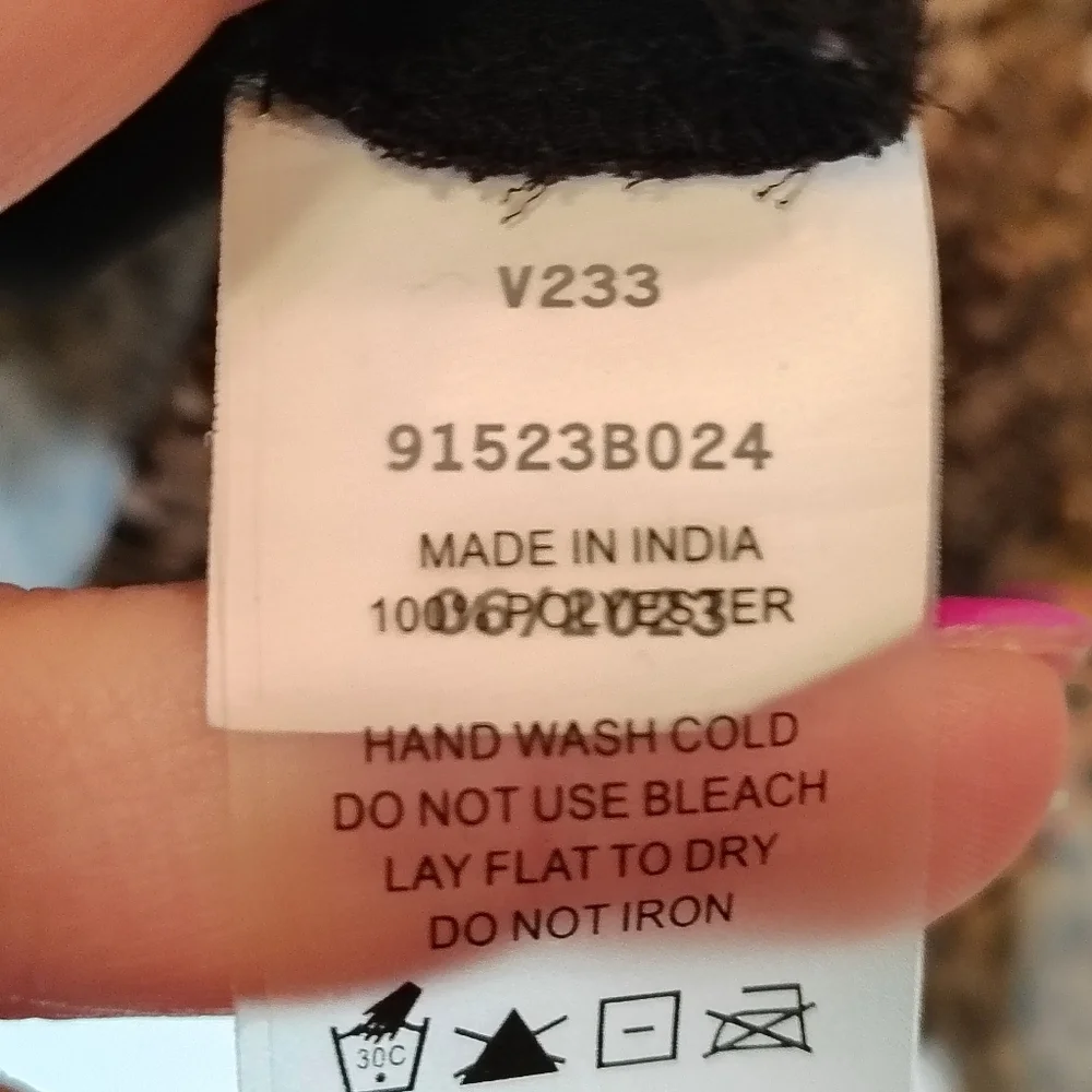 Vince Camuto Top Womens M Brown Ruffle Leopard Print  Smock Sleeve Maximalist - Picture 5 of 8